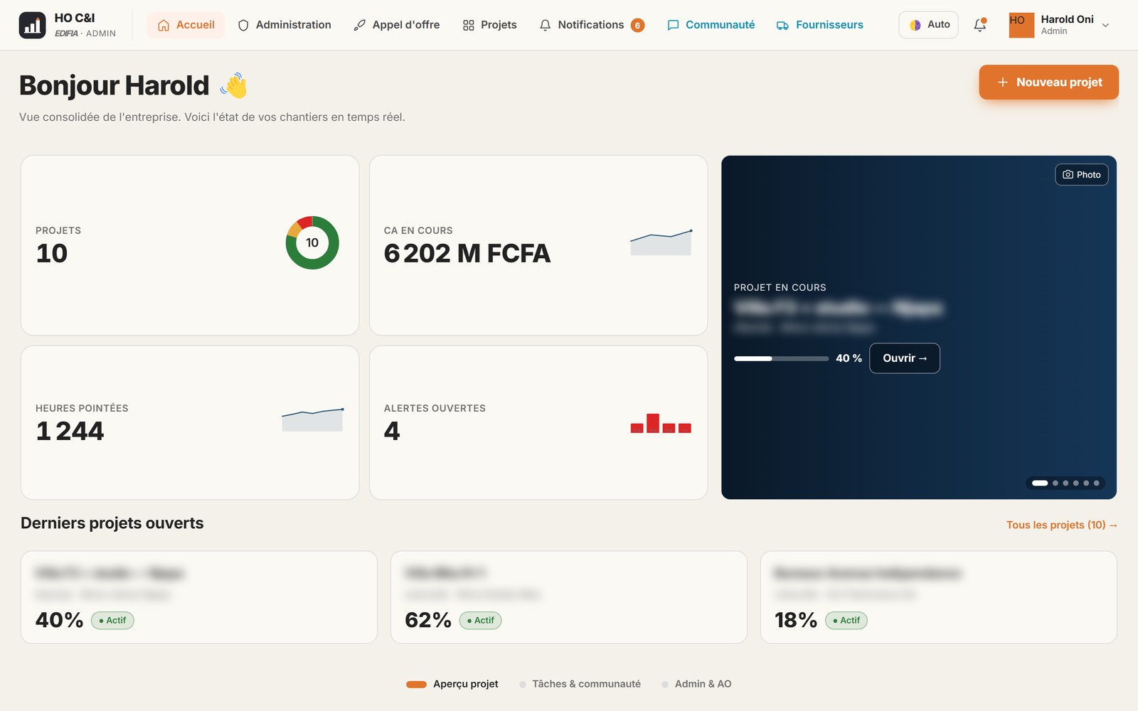 Tableau de bord et KPI Edifia